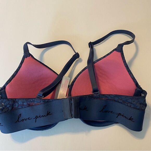 Victoria’s Secret PINK Wear Everywhere Push Up Bra-Navy blue mesh-32B - Picture 3 of 8